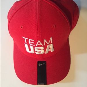 Nike Team USA Dri Fit Baseball Hat Red and White